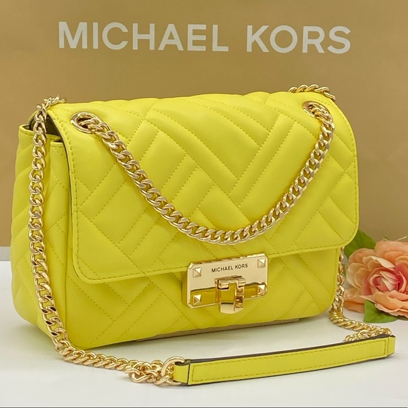 MICHAEL KORS PEYTON MEDIUM SHOULDER FLAP  SUNSHINE - Picture 7 of 14